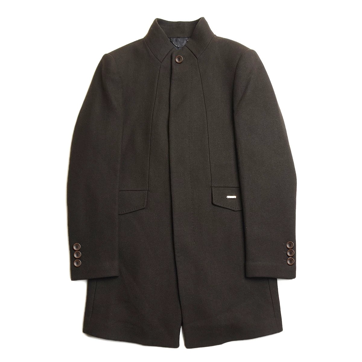 Diesel Stand Collar Coat Jacket Wool Dark Green
