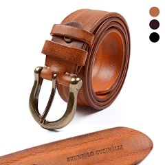 BC Same Style Men's Leather Belt, Official Website Price $4200, Retro High-End Texture, Horseshoe Buckle Pure Copper Buckle Full-Grain Leather, Vegetable-Tanned Leather, Exquisite LOGO Engraving/Printing, Premium Full-Grain Product, Elegant and Stylish K2411092333