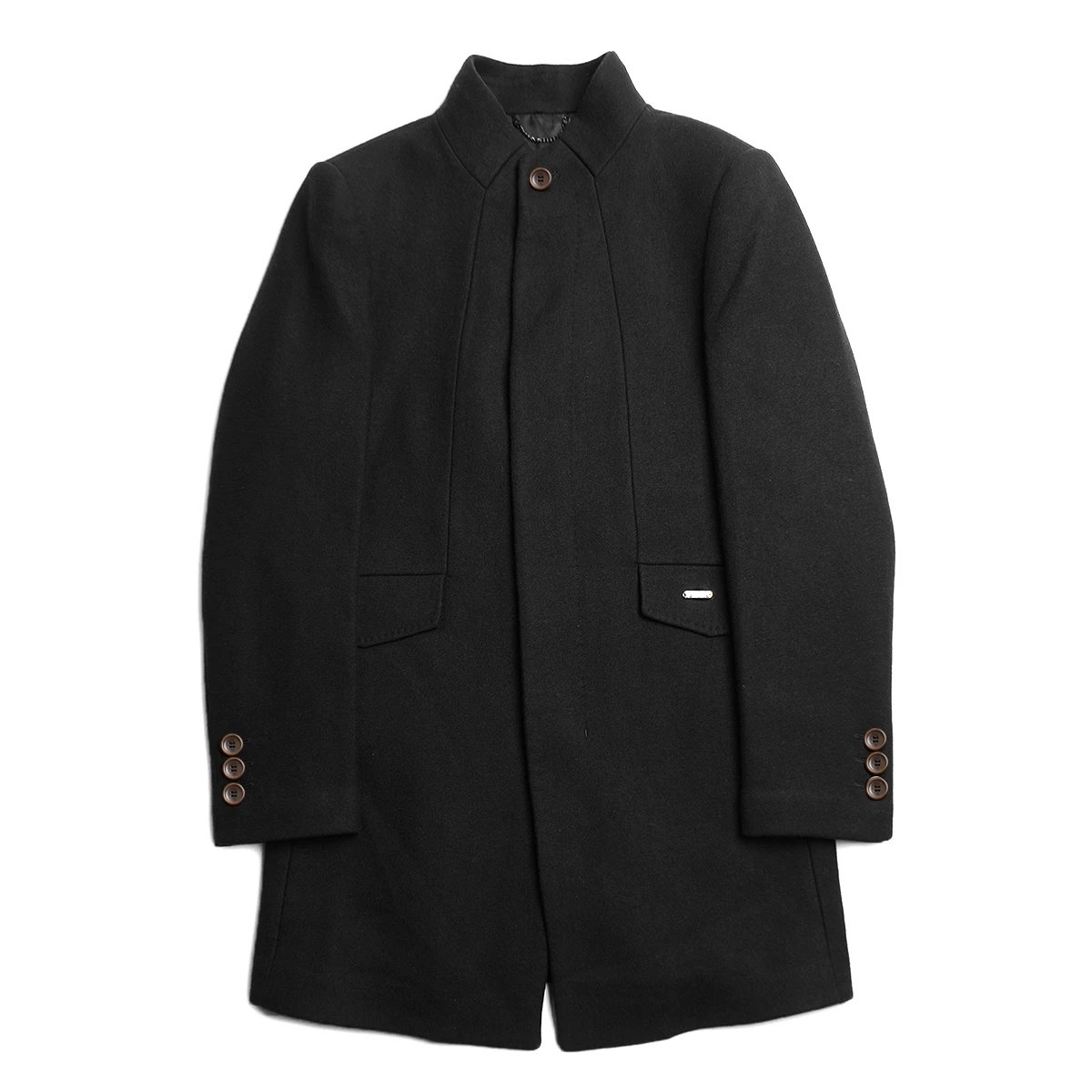 MM6 Maison Margiela Stand Collar Wool Blend Coat Jacket Black