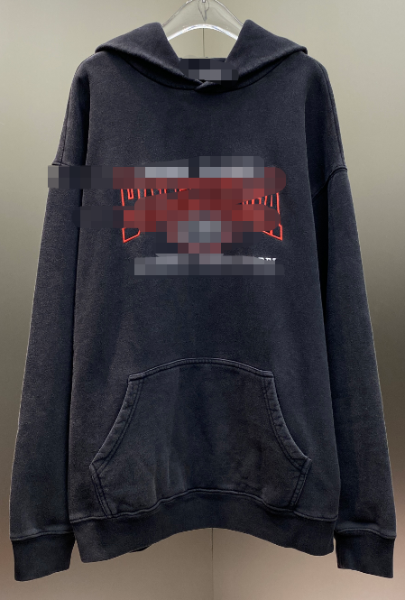 Washed black and red embroidery
