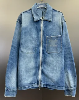 thumbnail for D pocket + back embroidered zipper denim jacket