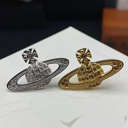 thumbnail for Saturn gemstone stud earrings couple INS hot