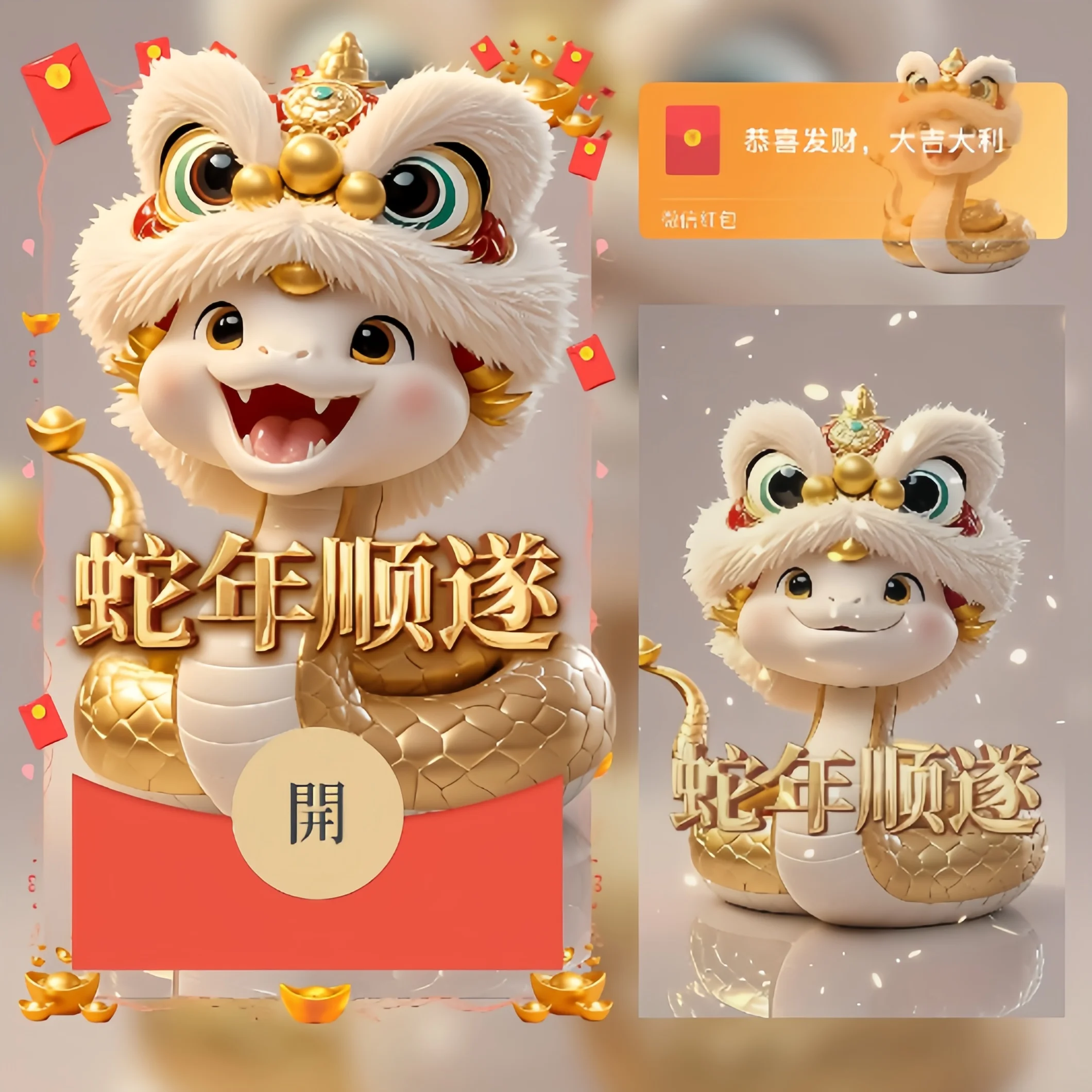【卡密兑换】微信红包封面『蛇年顺遂小金蛇/ln』官方卡密丨端内兑换丨24小时自助提卡！