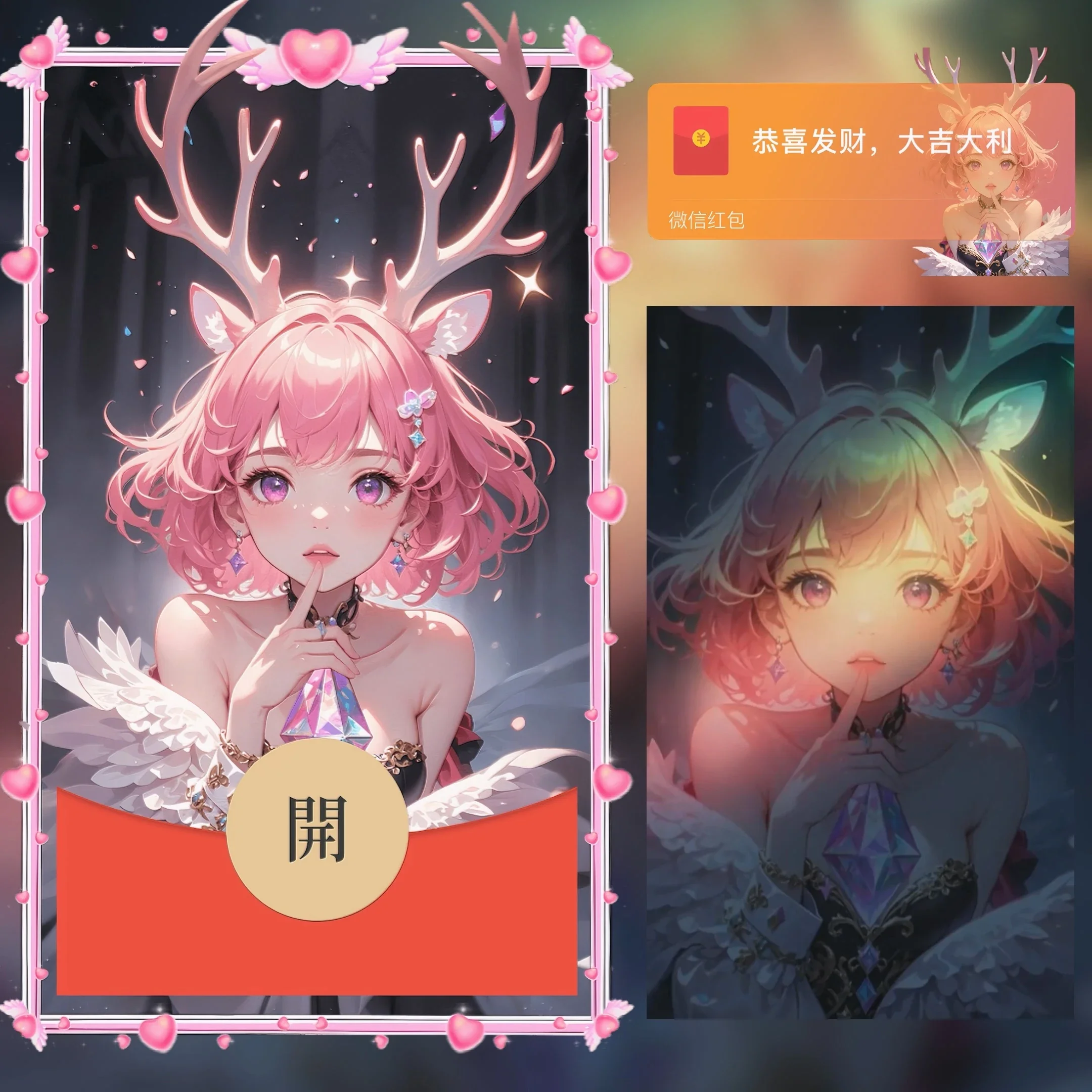 【卡密兑换】微信红包封面『粉色瑶瑶公主/ln』官方卡密丨端内兑换丨24小时自助提卡！