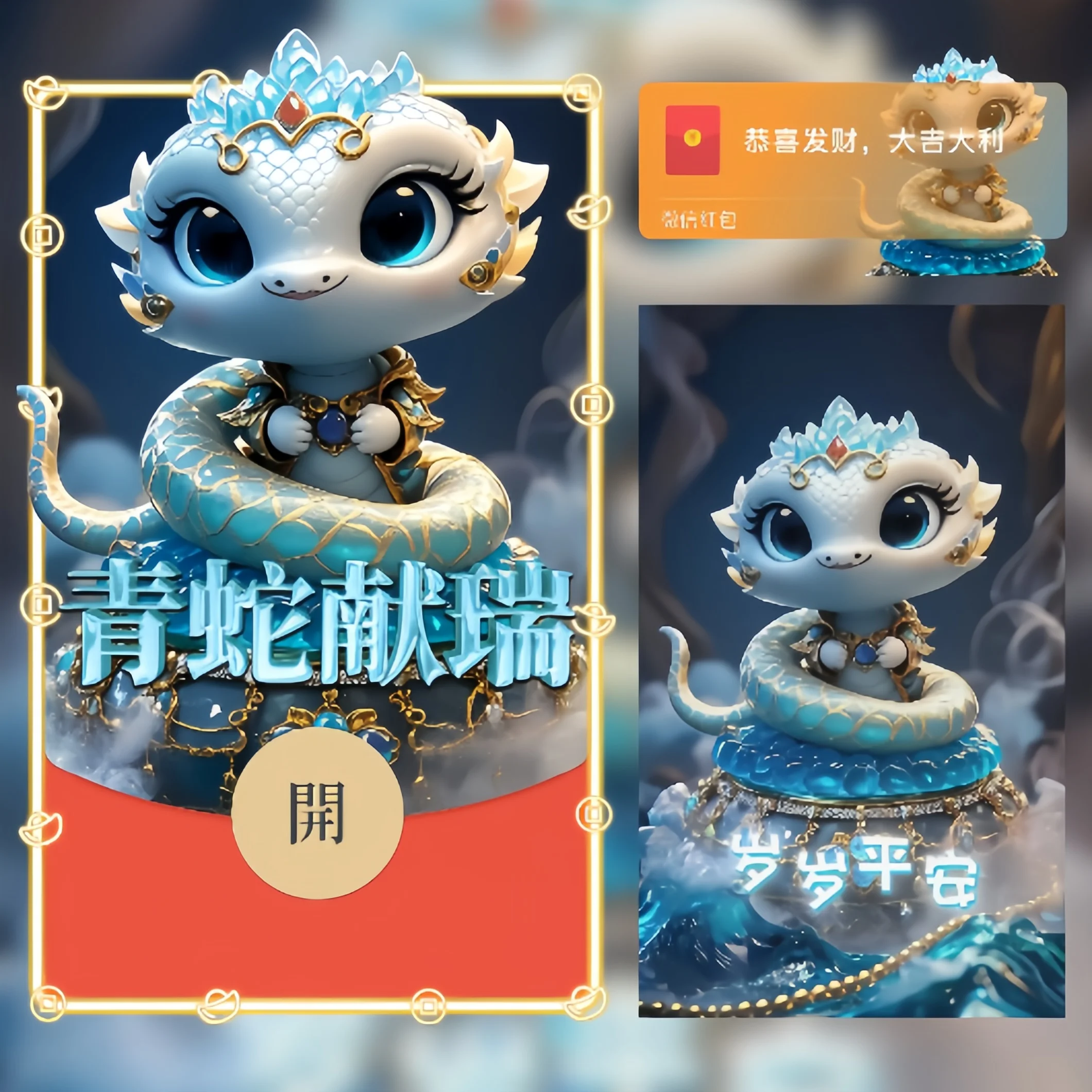 【卡密兑换】微信红包封面『青蛇献瑞/新年祝福/ln』官方卡密丨端内兑换丨24小时自助提卡！