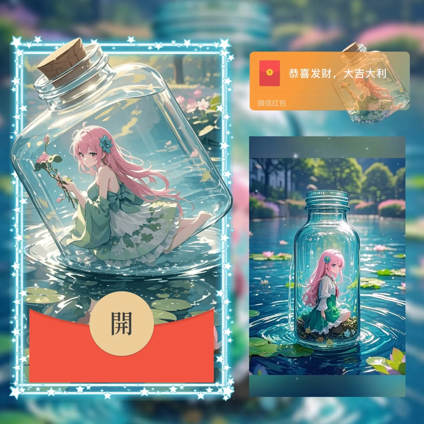 【卡密兑换】微信红包封面『许愿瓶精灵』官方卡密丨端内兑换丨24小时自助提卡！