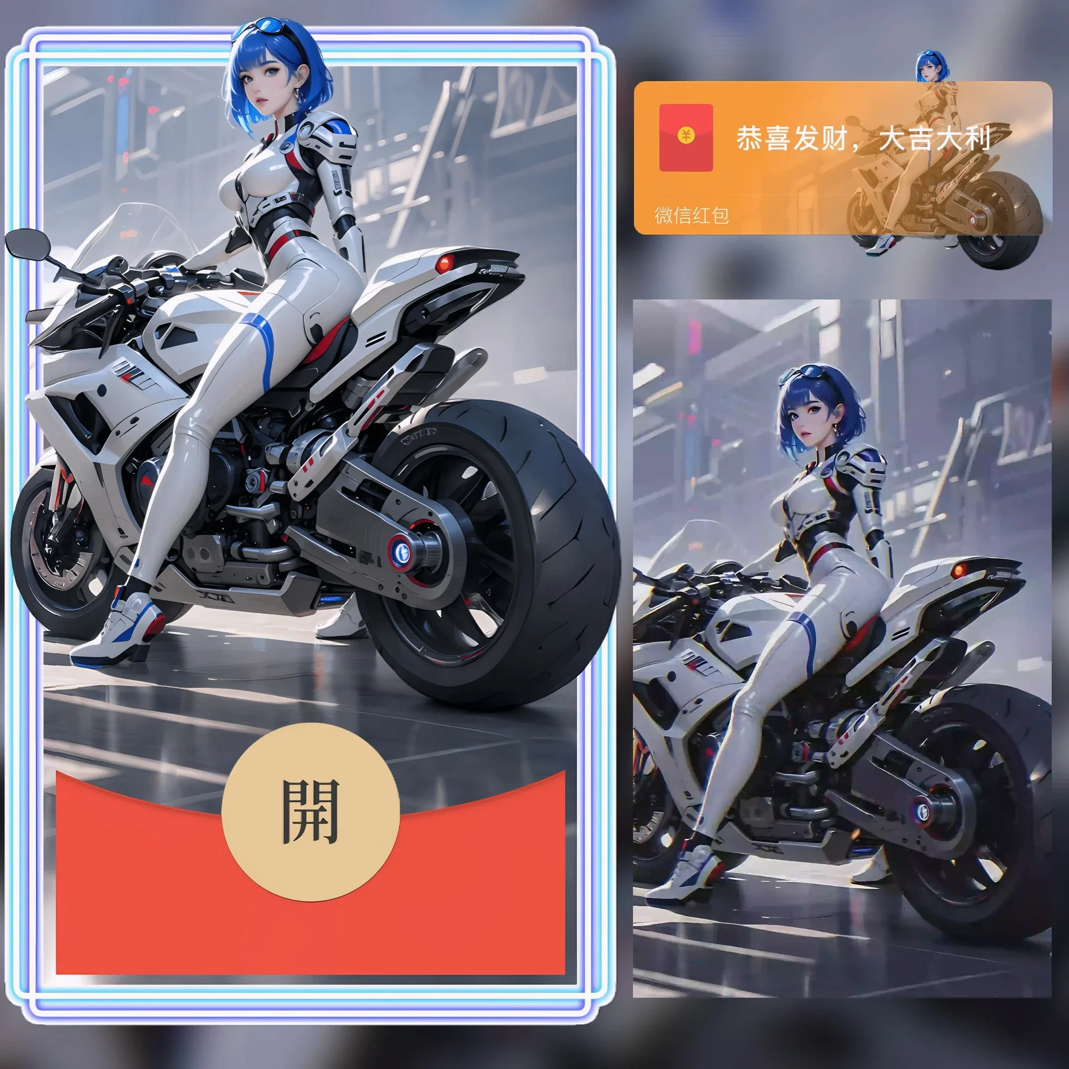 【卡密兑换】微信红包封面『机车美女/ln』官方卡密丨端内兑换丨24小时自助提卡！