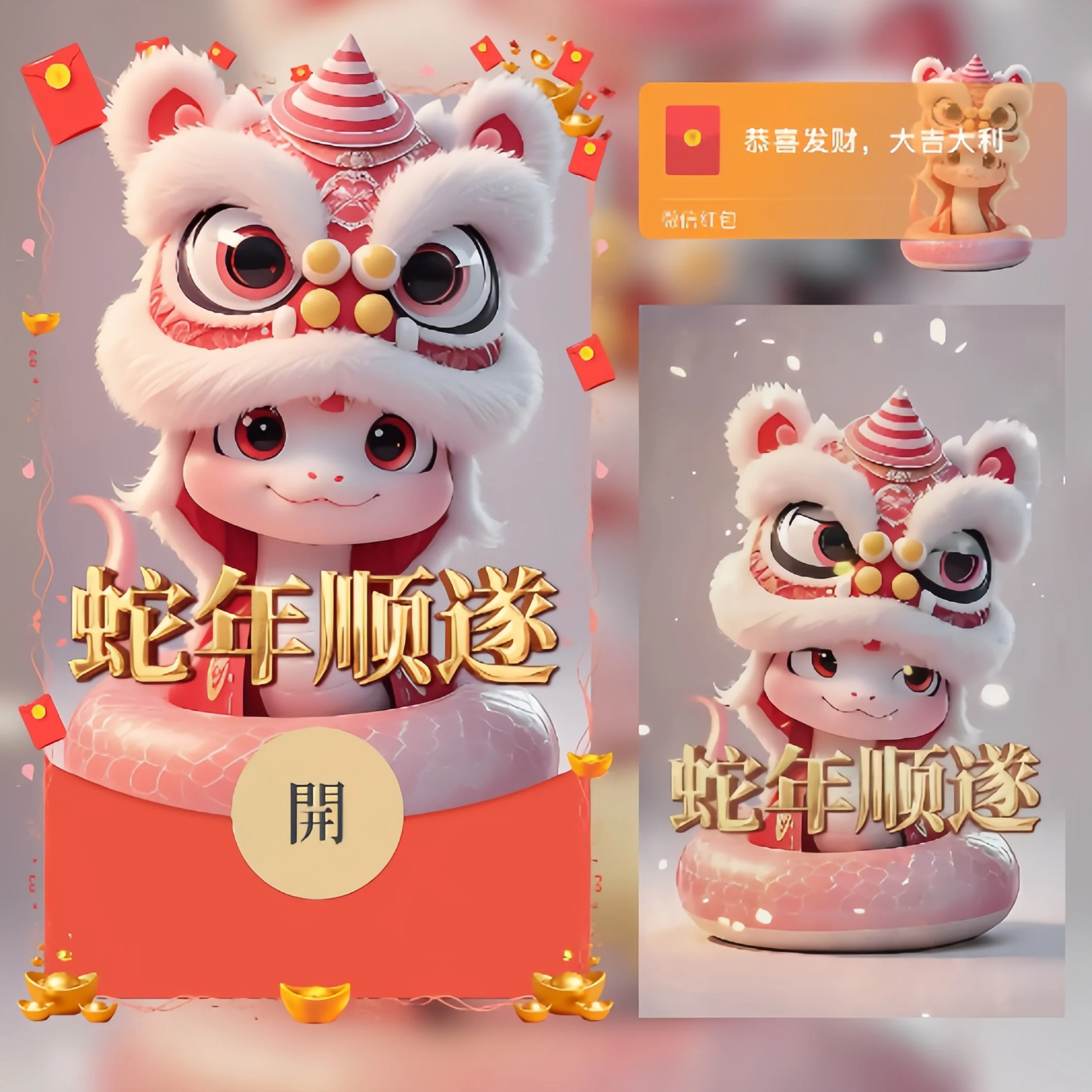 【卡密兑换】微信红包封面『2025蛇年顺遂小粉蛇/ln』官方卡密丨端内兑换丨24小时自助提卡！