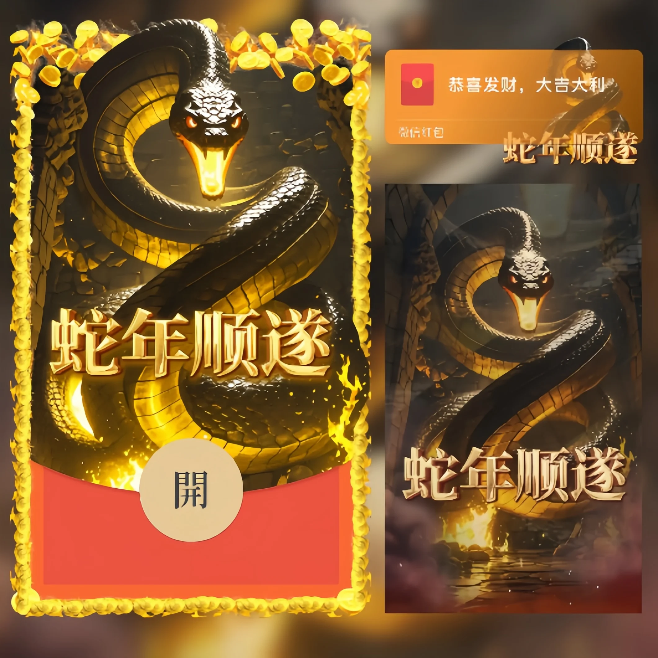 【卡密兑换】微信红包封面『蛇年顺遂/新年快乐/ln』官方卡密丨端内兑换丨24小时自助提卡！