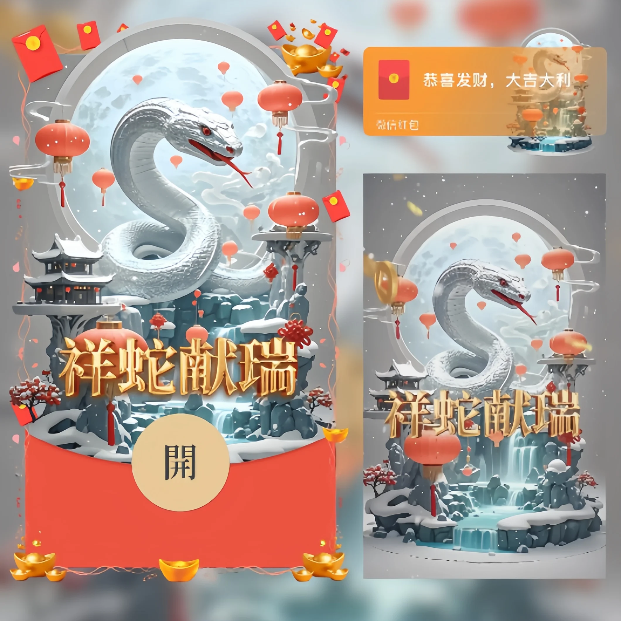 【卡密兑换】微信红包封面『祥蛇献瑞/新年快乐/ln』官方卡密丨端内兑换丨24小时自助提卡！