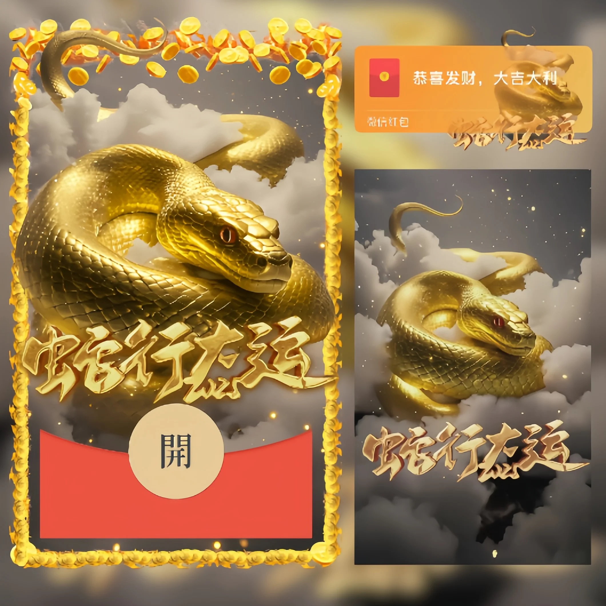 【卡密兑换】微信红包封面『蛇行大运/新年快乐/ln』官方卡密丨端内兑换丨24小时自助提卡！