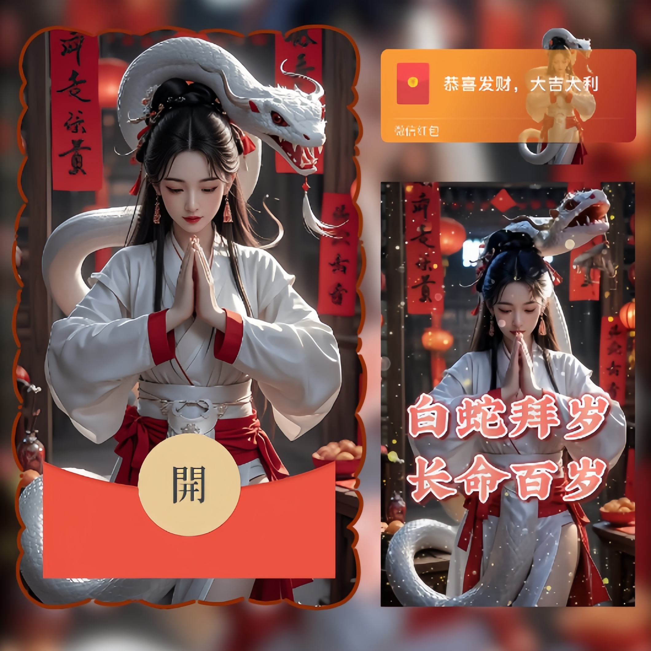 【红包封面】白蛇拜岁/新年快乐/LN