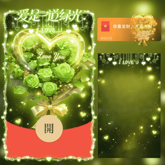 爱是一道光,绿到你发亮/新版动态/LM红包封面皮肤