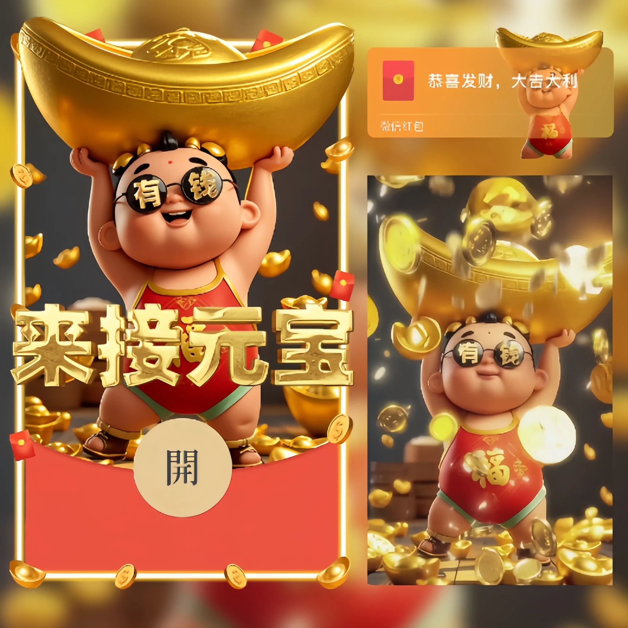 【卡密兑换】微信红包封面『童子送财/暴富发财』官方卡密丨端内兑换丨24小时自助提卡！