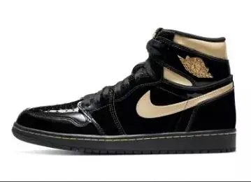 AJ1 black gold patent leather