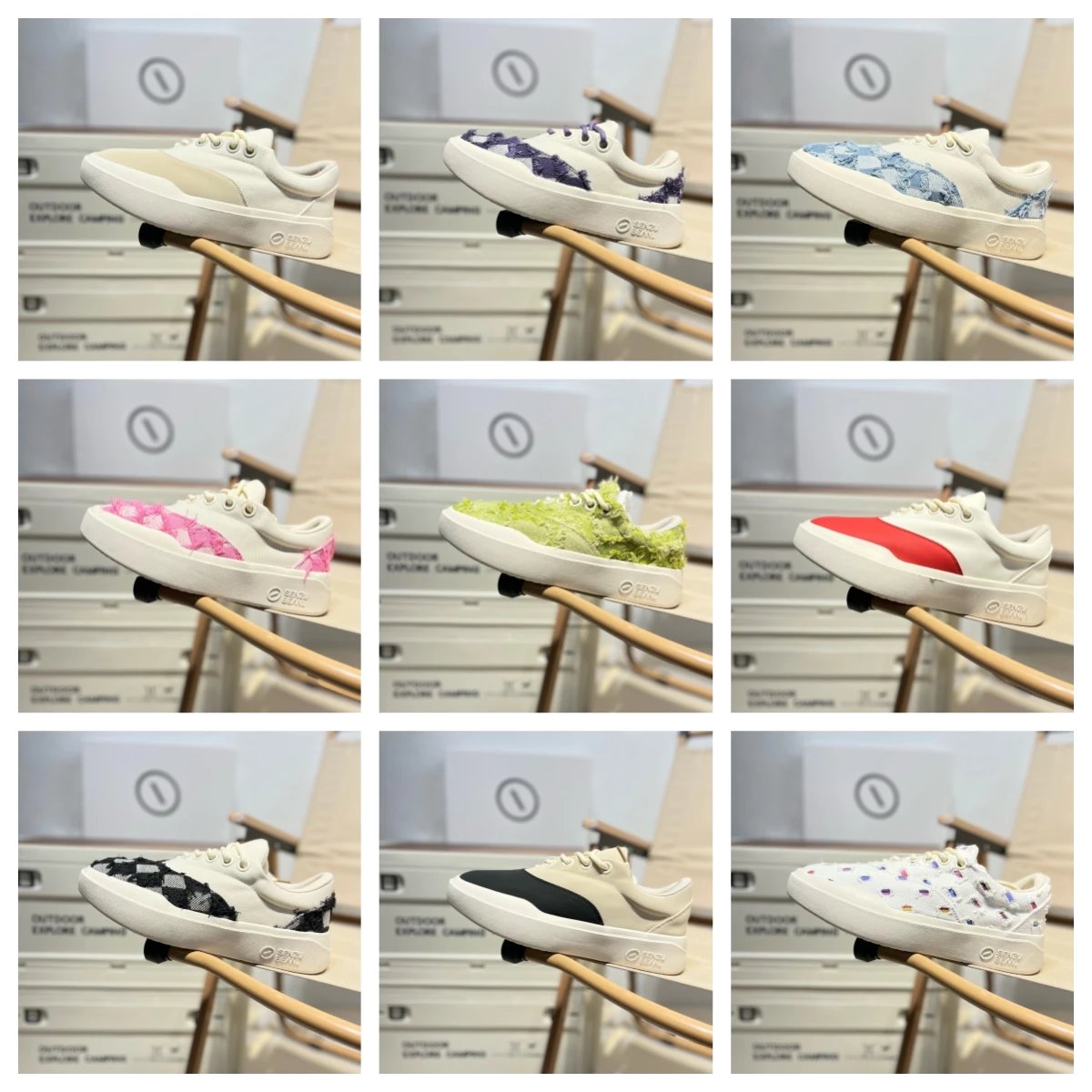 SENZU BEAN Low Top Thick Sole Casual Sneakers Multi Color