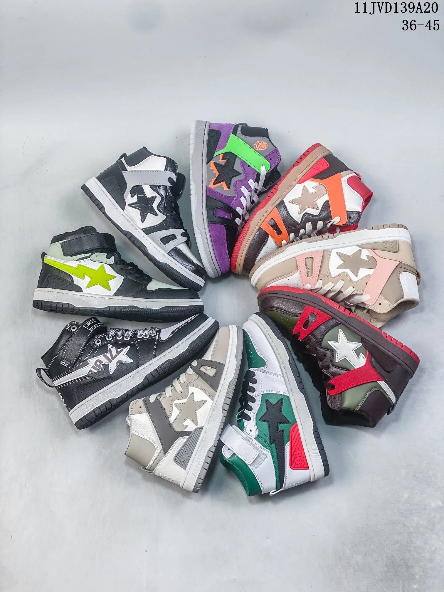 BAPE Couple High Top Sneakers Multi Color