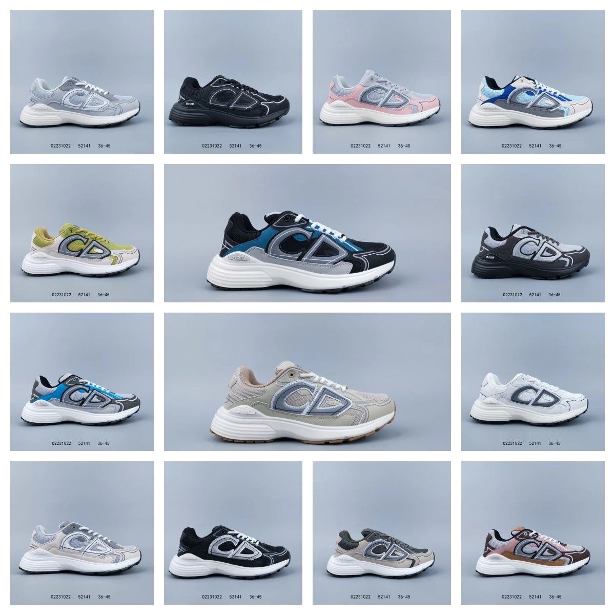 Dior CD Logo Mesh Thick Sole Unisex Sneakers