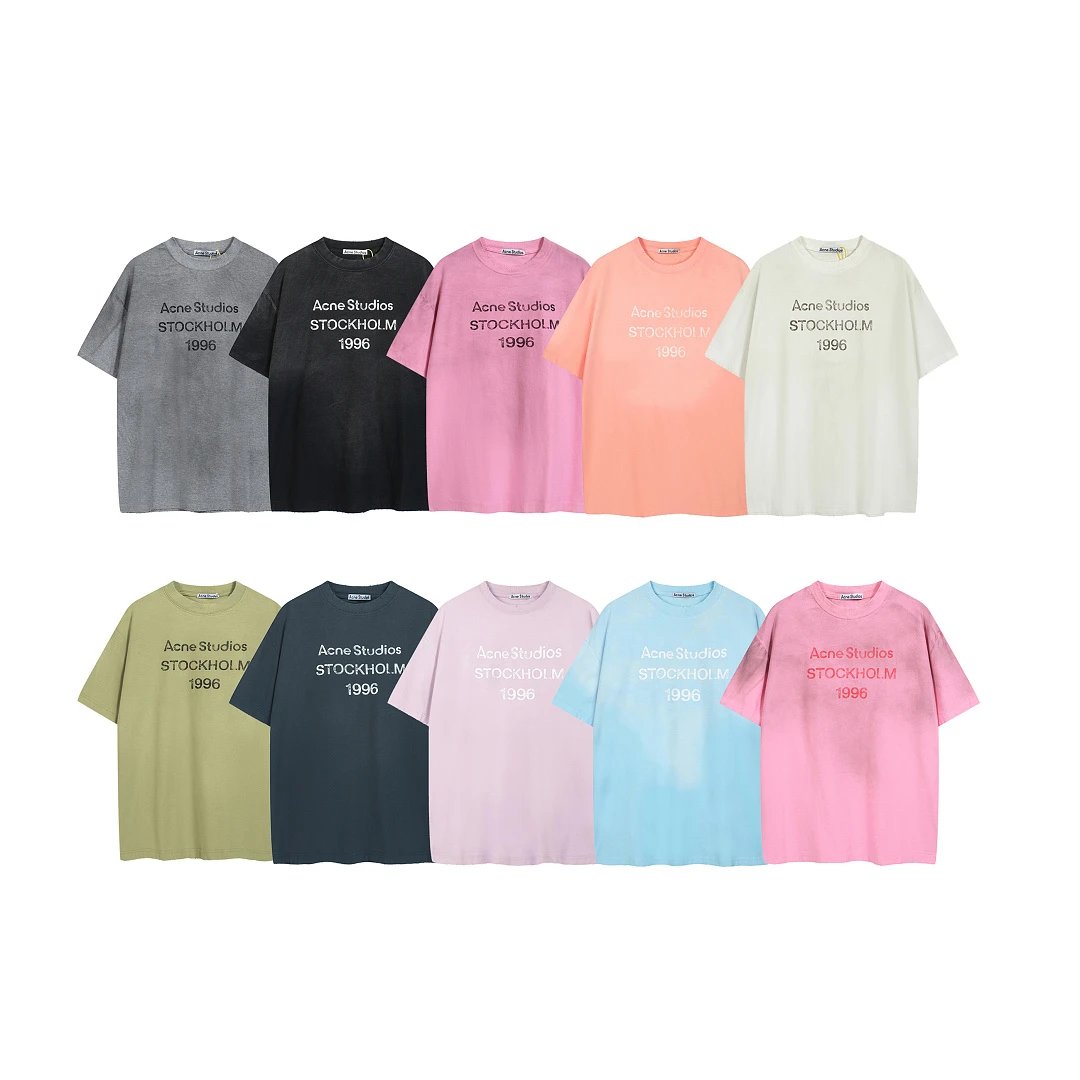 8026 # # New color enhancement! Orange pink AC vintage logo letter printed short sleeved T-shirt with gray black, white, pink, red, S-XL