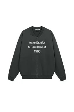 thumbnail for New color option: olive green, 3050AC distressed letter baseball jacket zip-up sweatshirt, light blue, black S-XL