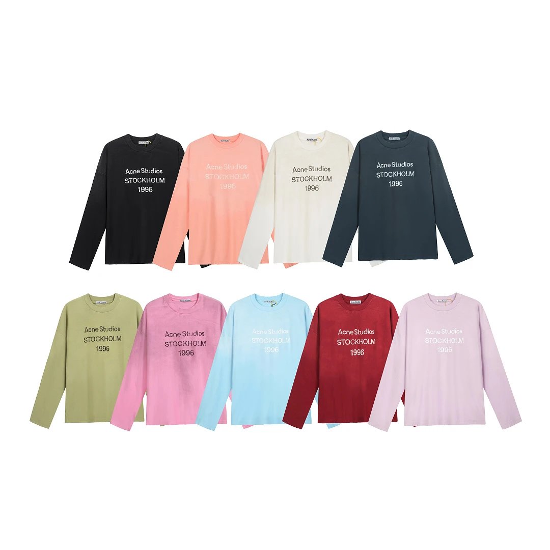 3286 # New color enhancement! Orange powder! AC vintage logo letter printed long sleeved T-shirt in black, white, pink, S-XL