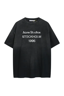 thumbnail for 8026 new colors! Olive green! Blue! AC Distressed Logo Monogram Print Short Sleeve T-Shirt Grey Black White Pink Pink Red Letter S-XL