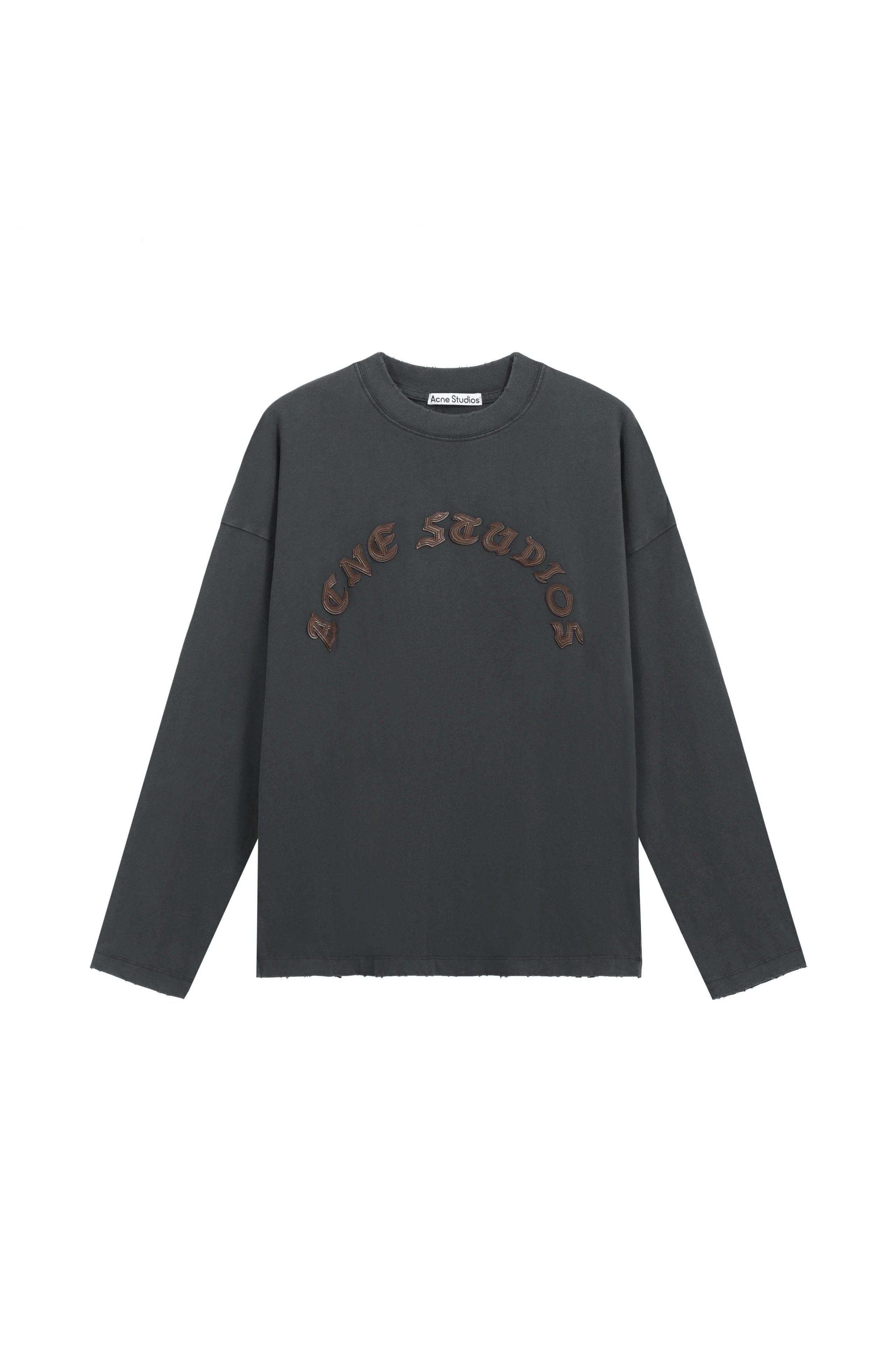 AC Distressed Leather Embroidered Logo Long Sleeve T-Shirt