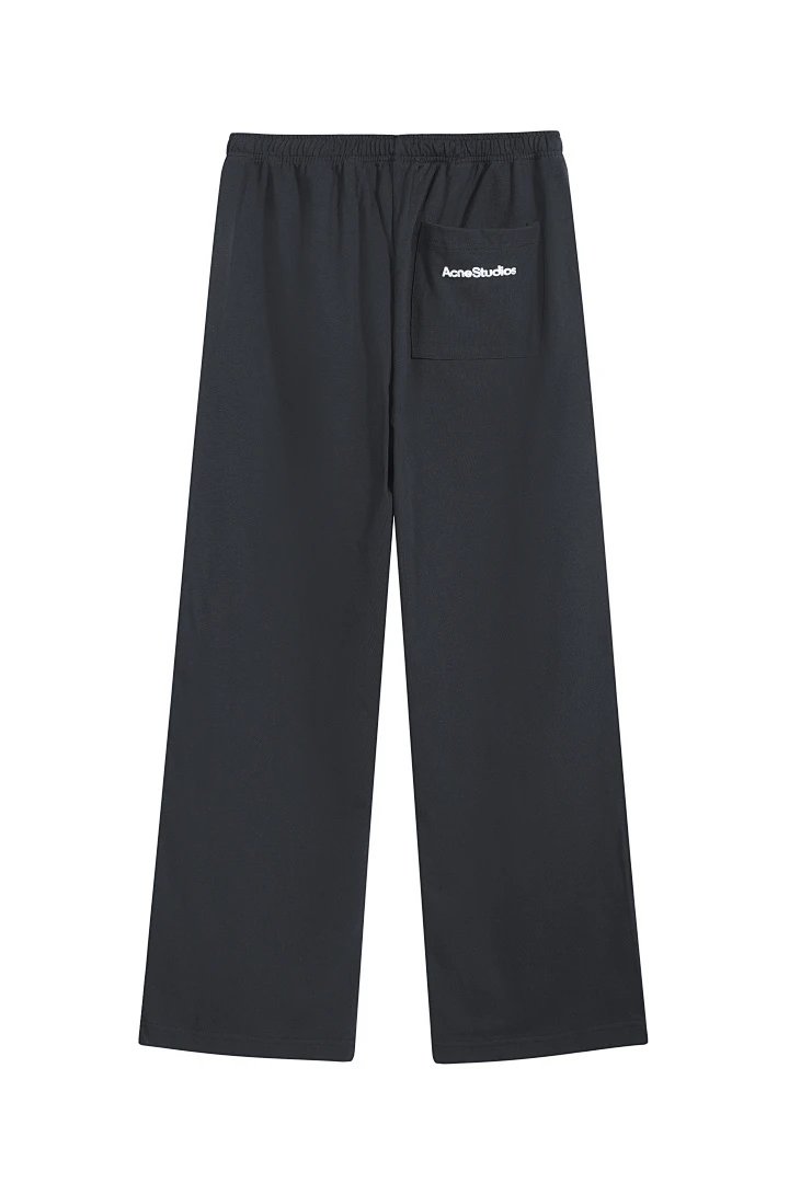 7601 # AC style embroidered logo thin, minimalist wide leg pants dark gray blue S-XL