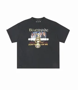 thumbnail for P6040PROJECT G R Year of the Snake Limited Band Vintage Destruction Short Sleeve T-Shirt Black