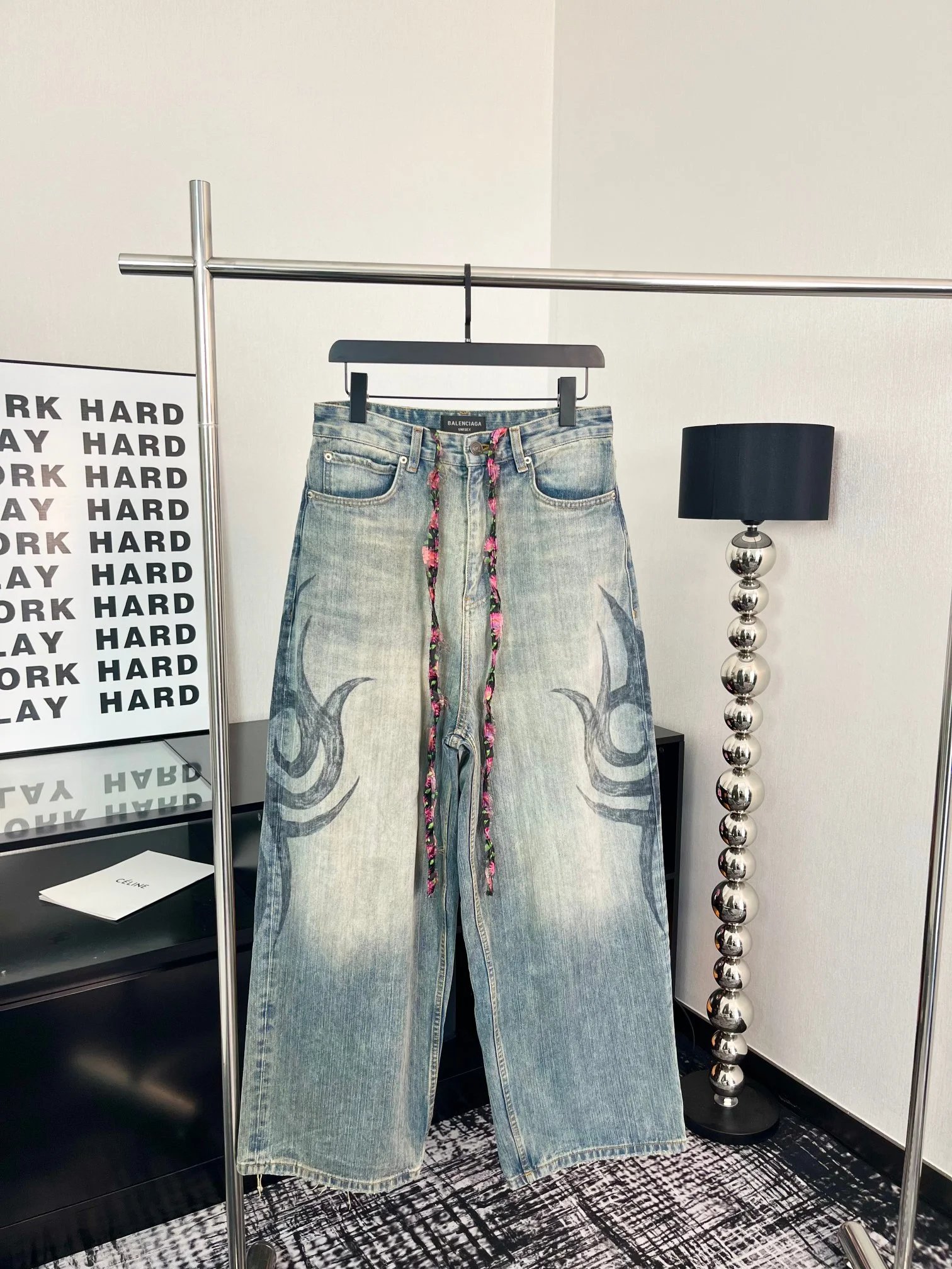 Balenciaga Flame Print Wide-Le