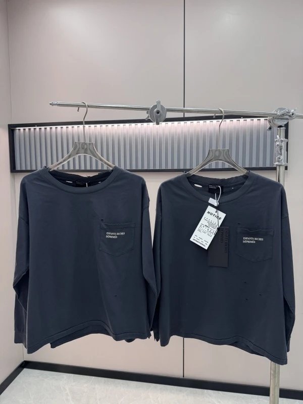 ENFANTS RICHES D É PRIM É S (ERD Melancholic Rich Second Generation) 23ss Pocket Slogan Damaged Long Sleeve