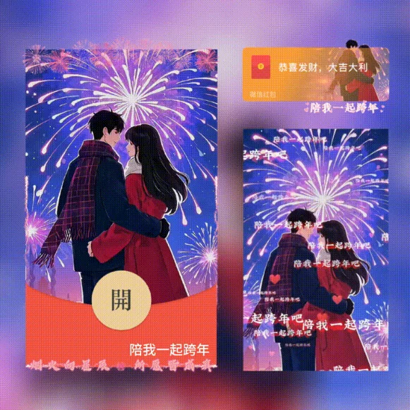【卡密兑换】微信红包封面『xn陪我一起跨年/新版异形动态』官方卡密丨端内兑换丨24小时自助提卡！