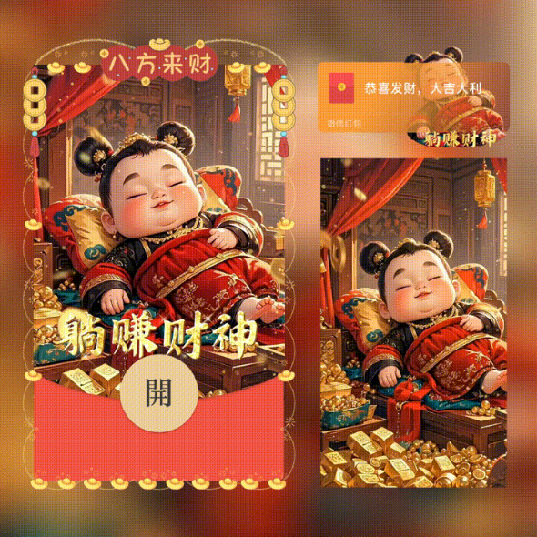 【红包封面】xn躺赚财神/新版异形动态