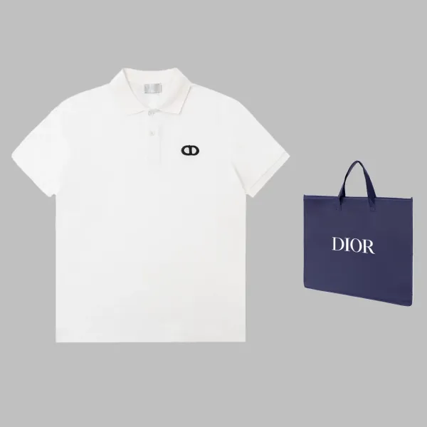 Dior CD Logo White Polo Shirt with Navy Tote Bag - 11
