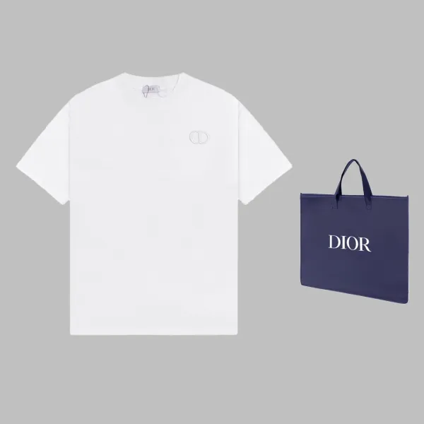 Dior CD Logo White Polo Shirt with Navy Tote Bag - 15