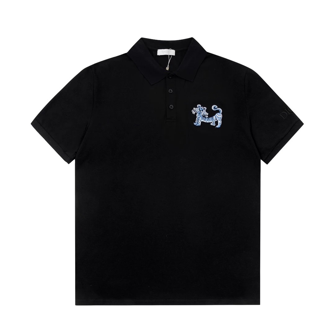 Dior Logo Embroidered White Polo with Contrast Trim Polo Shirt - 12