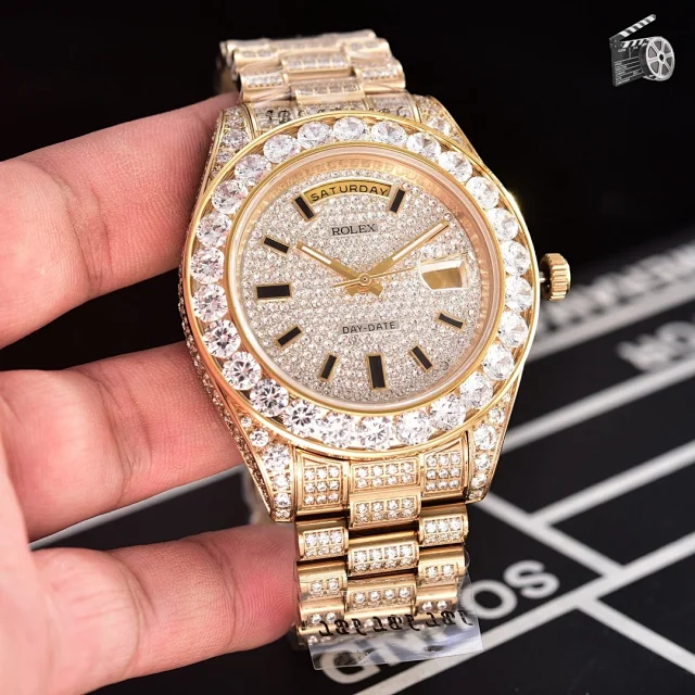 Rolex Watches Day-Date Crystal-Set Bracelet Watch product detail image 12