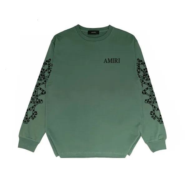 Amiri Skeleton Print Long Sleeve T-Shirt Beige - 11