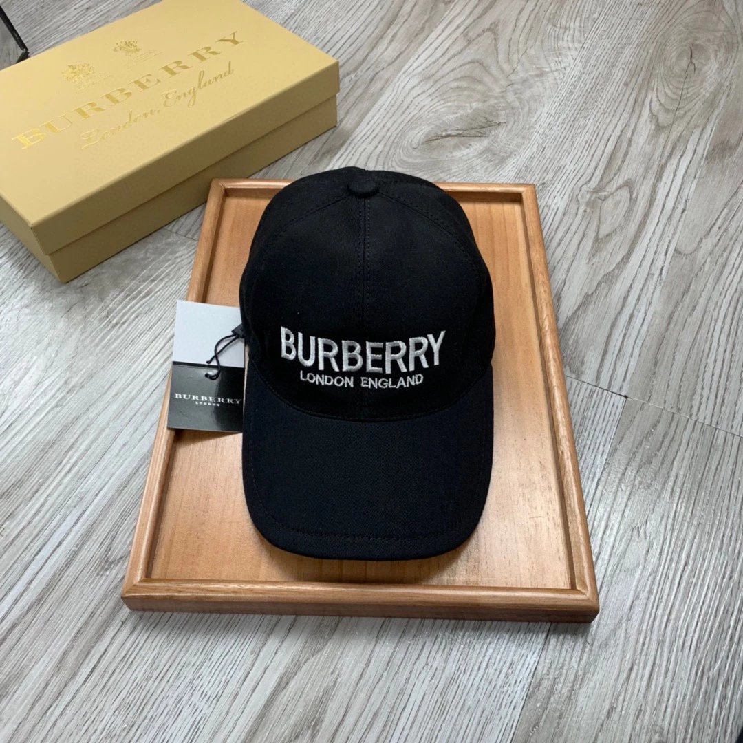 Burberry Logo Embroidered Black Baseball Cap - 14