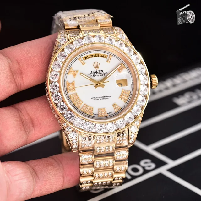 Rolex Watches Day-Date Crystal-Set Bracelet Watch product detail image 13
