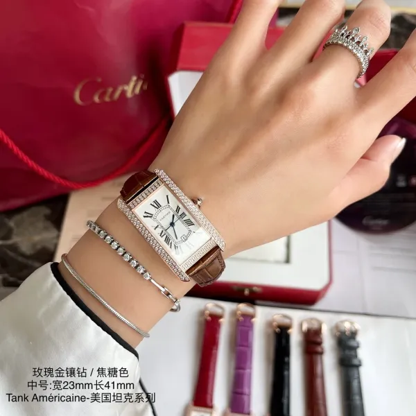 Cartier Tank Américaine Coffee Brown Leather Watch - 14