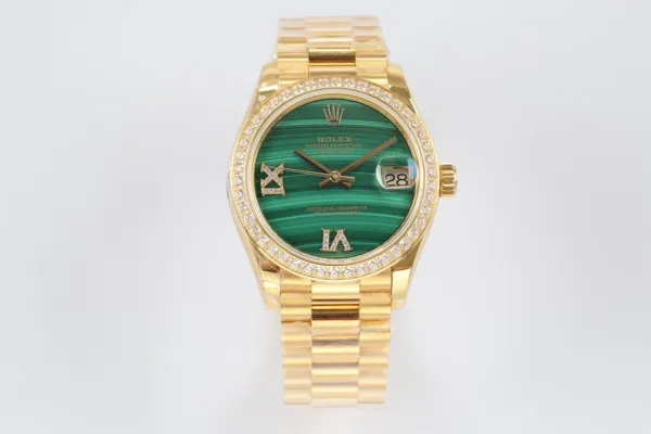 Rolex Datejust 36mm Olive Dial Diamond Bezel Yellow Gold Watch - 13