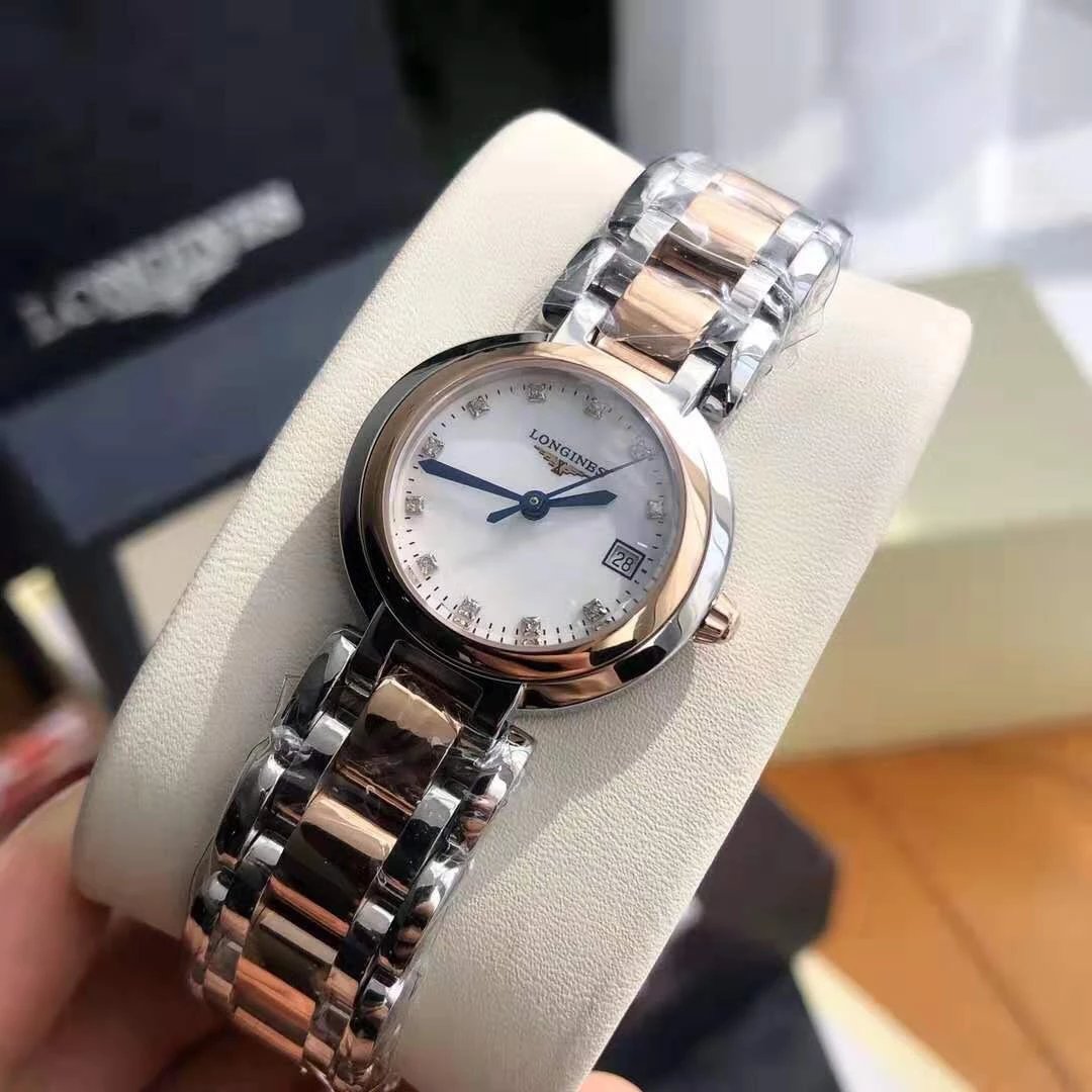 Longines La Grande Classique de Longines Diamond Bezel White Mother-of-Pearl Dial Stainless Steel Watch - 13