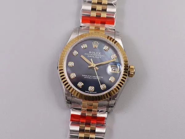Rolex Datejust 36mm Olive Dial Diamond Bezel Yellow Gold Watch - 14