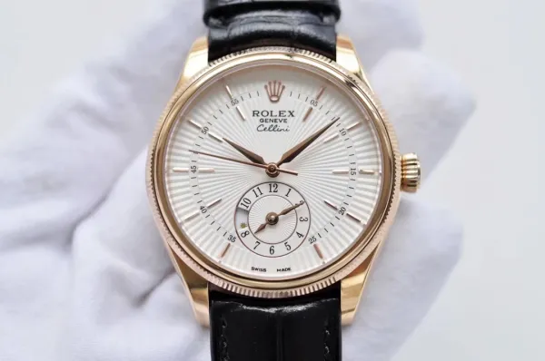 Rolex Cellini Time Black Sunburst Dial Rose Gold Mechanical Watch - 10