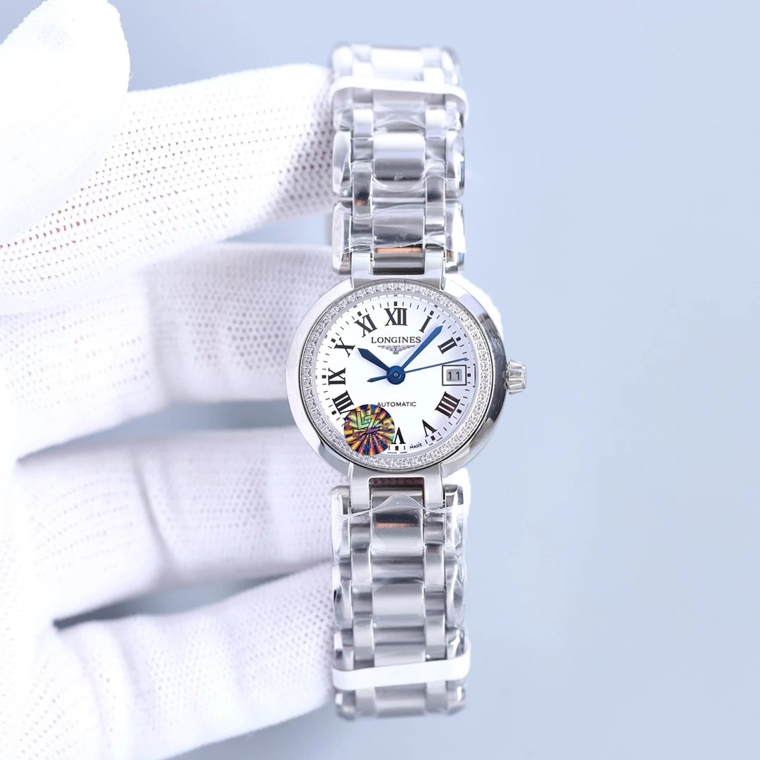 Longines La Grande Classique de Longines Diamond Bezel White Mother-of-Pearl Dial Stainless Steel Watch - 12