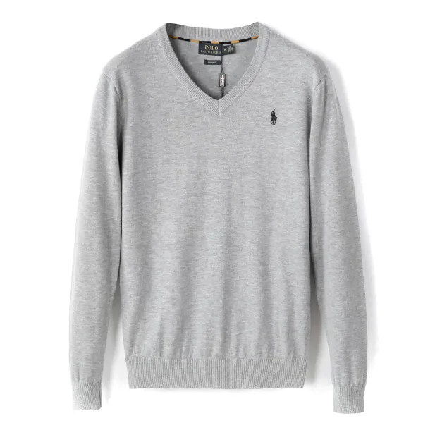 Polo Ralph Lauren Custom Fit V-Neck Sweater Charcoal Gray - 12