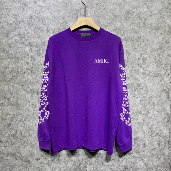 Amiri Skeleton Print Long Sleeve T-Shirt Beige - 12