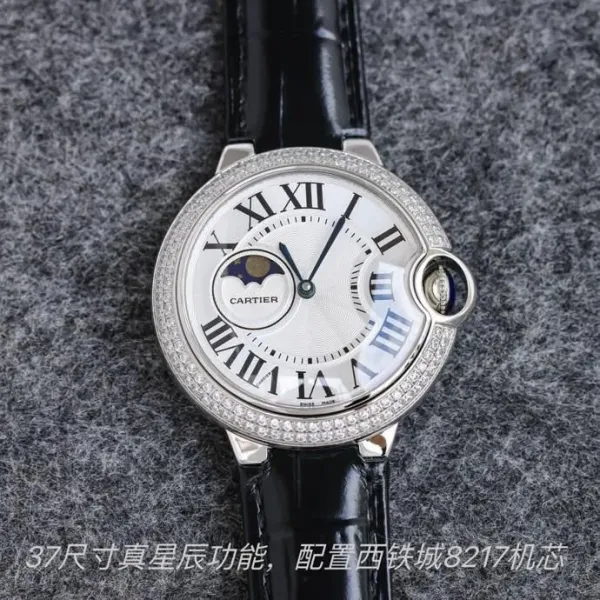 Cartier Ballon Bleu de Cartier Diamond Bezel White Dial Mechanical Watch - 12