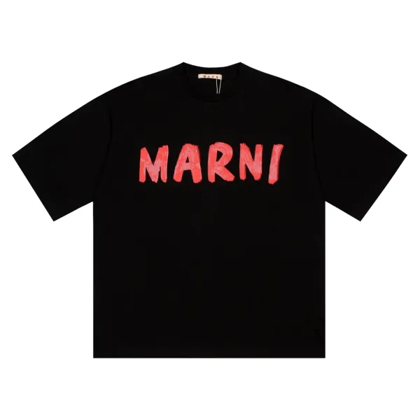 Marni Brushstroke Logo Olive Green T-Shirt - 10